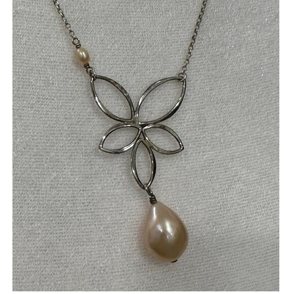 💜Silver and freshwater pearl lotus necklace 2 for $20 - Picture 5 of 11